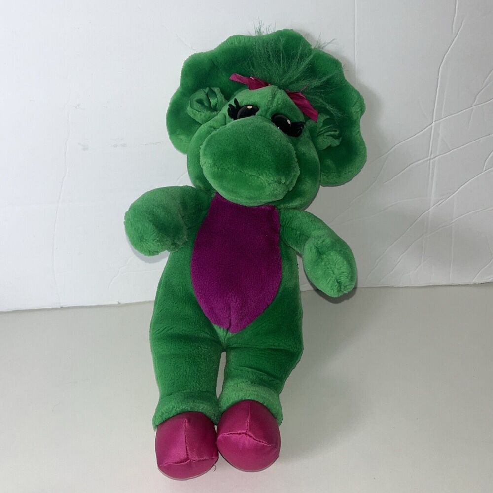 1992 Baby Bop Plush Dinosaur Stuffed Animal 14" Barney Green Purple Lyons Group